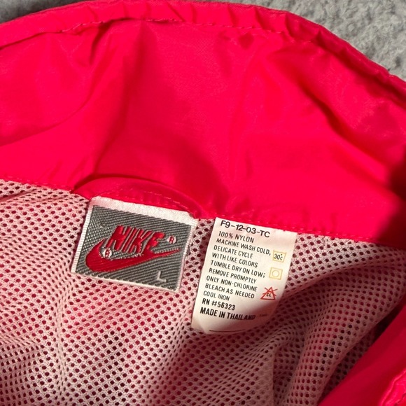 Vtg Nike Jacket Adult Large Black Pink Red Full Zip Windbreaker Hidden Hood - Picture 2 of 7